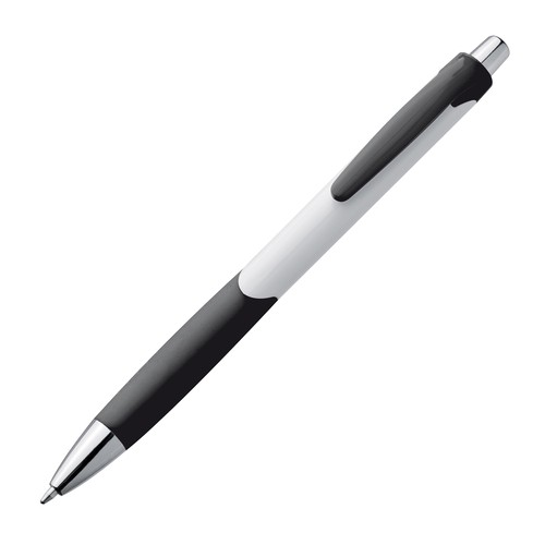 Pen met drukmechanisme en een rubberen grip Pen met drukmechanisme en een rubberen grip