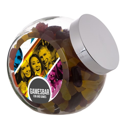 Bocal en verre de 2 litres, rempli de bonbons Bocal en verre de 2 litres, rempli de bonbons