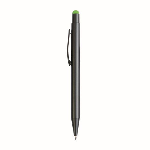 Aluminum push button ball pen with colored touch screen and laser engraved logo Aluminum push button ball pen with colored touch screen and laser engraved logo