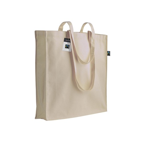 140g/m2 Fairtrade® shopping bag, long handles and bellows 140g/m2 Fairtrade® shopping bag, long handles and bellows