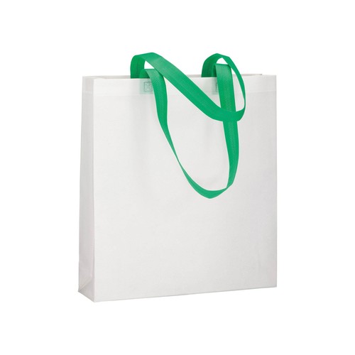 Bolsa de tejido sin tejer termosoldado (80 g/m2), asas largas y fuelle Bolsa de tejido sin tejer termosoldado (80 g/m2), asas largas y fuelle