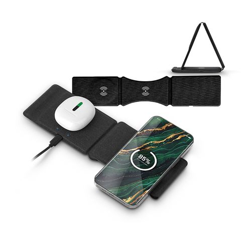 CHARGEUR INDUCTION 3 EN 1 ET SUPPORT PLIABLE EN rPET