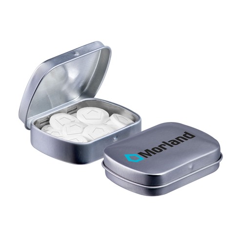 Mini hinged tin logo mints