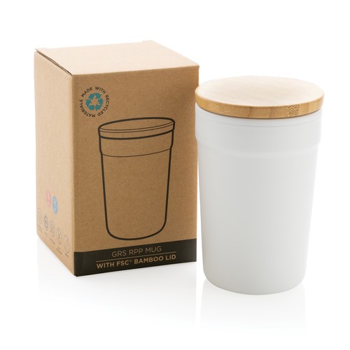 GRS certified recycled PP mug with bamboo lid GRS certified recycled PP mug with bamboo lid