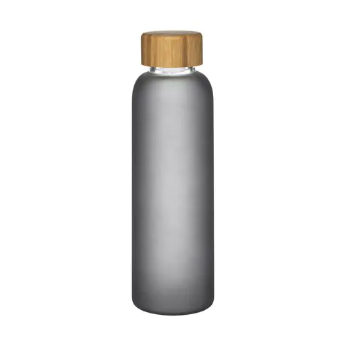 Bouteille en verre dépoli et bouchon en bambou, capacité 500 ml