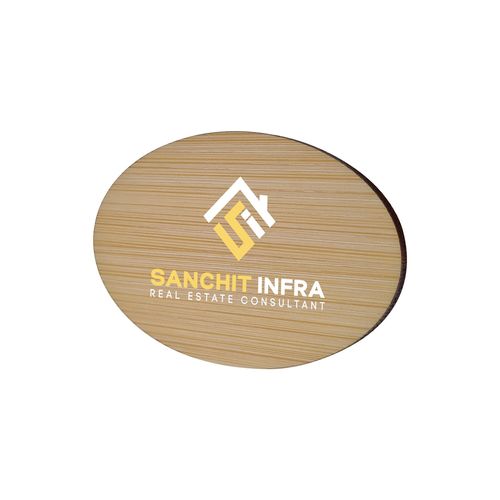 Badge Bamboo Oval 50 x 74 mm, Needle, Print in full color