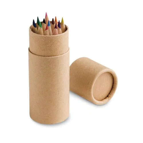 CYLINDER. Pencil box with 12 coloured pencils CYLINDER. Pencil box with 12 coloured pencils