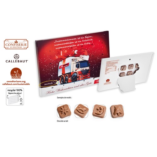 Desk Advent Calendar personalized, Callebaut Milk chocolate calendar
