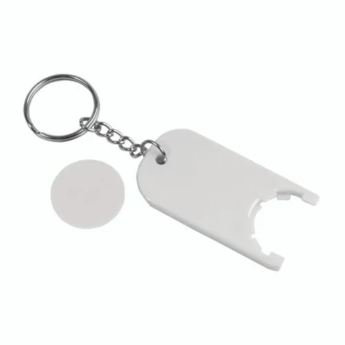 Plastic key ring with shopping trolley token Plastic key ring with shopping trolley token