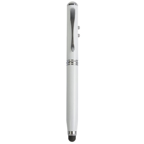 Multifunctional metal pen with LED light, laser and touchscreen rubber tip
