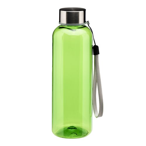 Botella transparente de PET reciclado 500 ml. Tapon de plastica con cordon