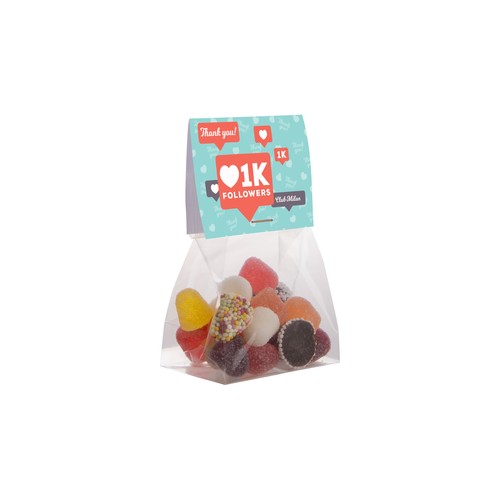 Blokzakje met kopkaartje en 50 gram snoep