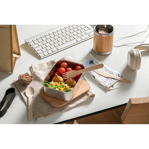 SHINO. Lunch Box. Stainless steel lunch box with bamboo lid SHINO. Lunch Box. Stainless steel lunch box with bamboo lid