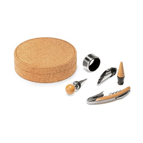 MORETO. Set da vino con 4 utensili in legno e metallo MORETO. Set da vino con 4 utensili in legno e metallo