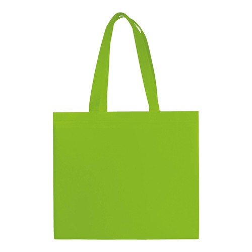 Laminated non-woven fabric shopping bag with gusset and long handles