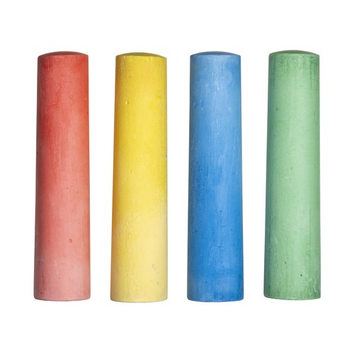 Set of 4 colored round section chalks in cardboard box Set of 4 colored round section chalks in cardboard box