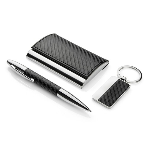 Ensemble cadeau (stylo à bille, porte-clé, porte-cartes de visite) JOE