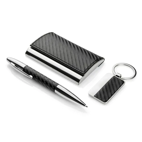 Ensemble cadeau (stylo à bille, porte-clé, porte-cartes de visite) JOE