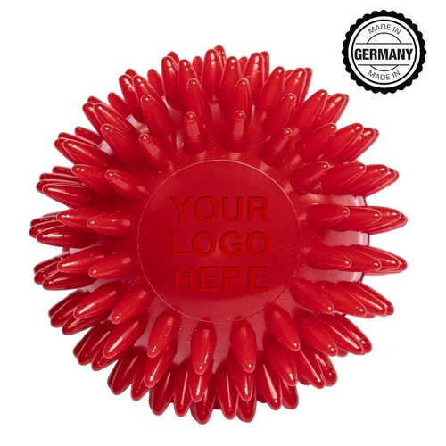Balle de massage hérisson avec gaufrage rond (78 mm, rouge), "Made in Germany"