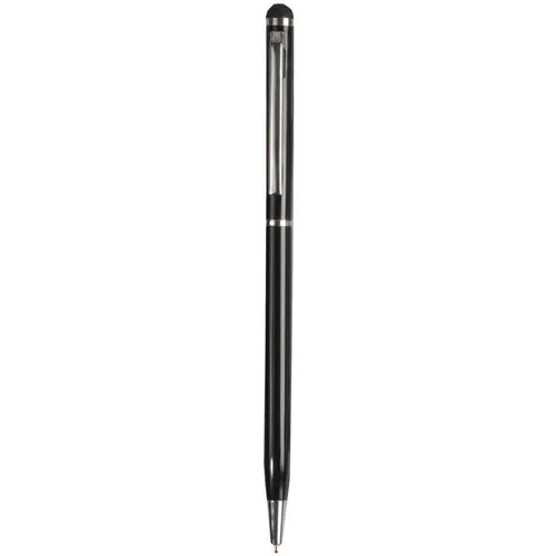 Twist pen with metal clip and barrel, and matching touchscreen rubber tip Twist pen with metal clip and barrel, and matching touchscreen rubber tip