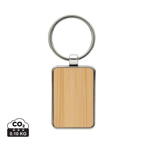 RCS recycled zinc alloy rectangle keychain with bamboo RCS recycled zinc alloy rectangle keychain with bamboo