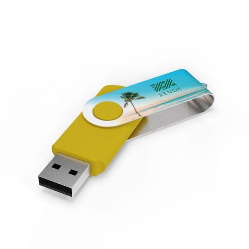 USB Stick Twister (Yellow, 16GB 2.0, Max print frontside, Max print backside)