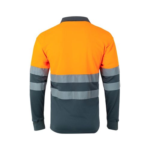 VL VULCAN. Polo bicolore (160g/m²) à manches longues, en polyester (100%)