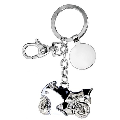 KEY CHAIN MOTORCYCLE WHITE/BLACK -NO BOX KEY CHAIN MOTORCYCLE WHITE/BLACK -NO BOX