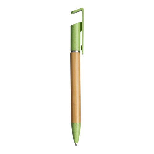 Bamboo and wheat straw twist pen with mobile phone stand Bamboo and wheat straw twist pen with mobile phone stand