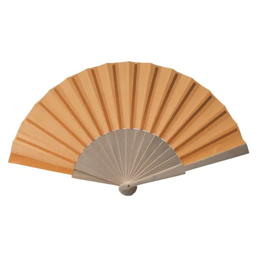 Fan made of polycotton fabric (cotton + polyester) with wooden handle 23 cm long Fan made of polycotton fabric (cotton + polyester) with wooden handle 23 cm long
