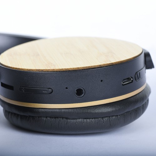 CASQUE STÉRÉO BLUETOOTH EN PLASTIQUE ET BAMBOU CASQUE STÉRÉO BLUETOOTH EN PLASTIQUE ET BAMBOU