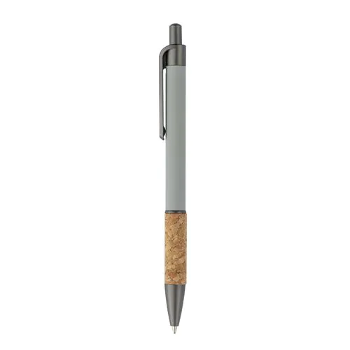 Aluminum pen with cork handle, burnished clip, top and tip