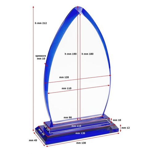 TRANSPARENTES BLAUES GLAS 190X120X10 MM