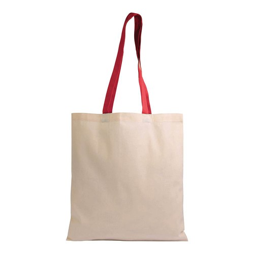 135 g/m2 natural cotton shopping bag with coloured long handles
