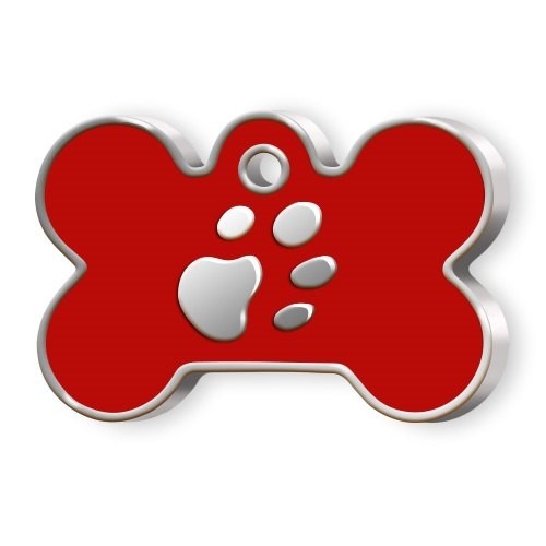 PET TAG BIG RED BONE WITH PAW PET TAG BIG RED BONE WITH PAW