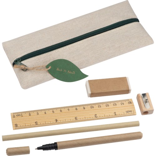 Writing set with ruler, eraser, sharpener, pencil and rollerball Writing set with ruler, eraser, sharpener, pencil and rollerball