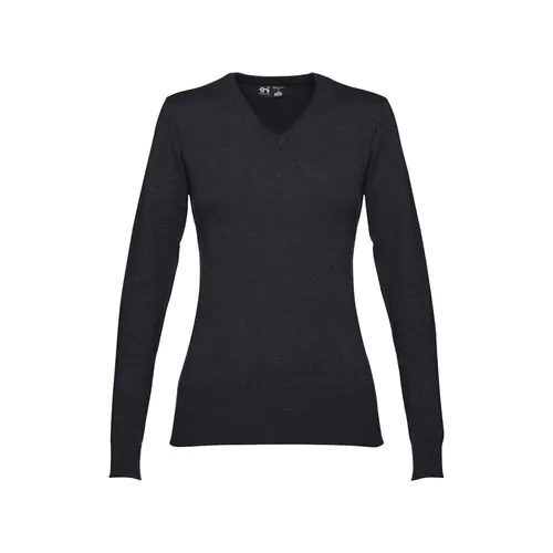 THC MILAN WOMEN. Pullover met V-hals voor dames in katoen en polyamide