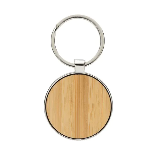 RCS recycled zinc alloy round keychain with bamboo RCS recycled zinc alloy round keychain with bamboo