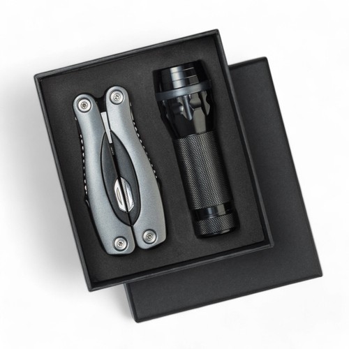 CONJUNTO COLORADO II: LINTERNA LED Y HERRAMIENTA MULTIUSO