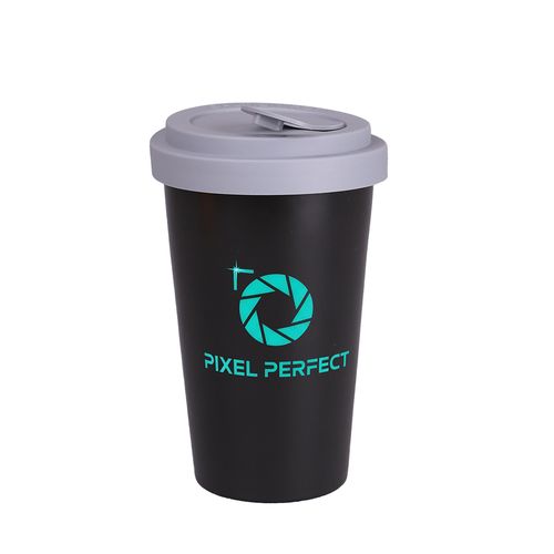 Beker Freedom Lock 280ml satijnzwart/grijs Beker Freedom Lock 280ml satijnzwart/grijs