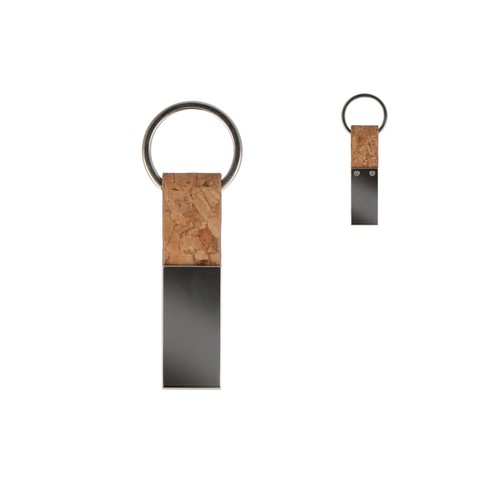 Porte-clés rectangulaire en liège et métal Porte-clés rectangulaire en liège et métal