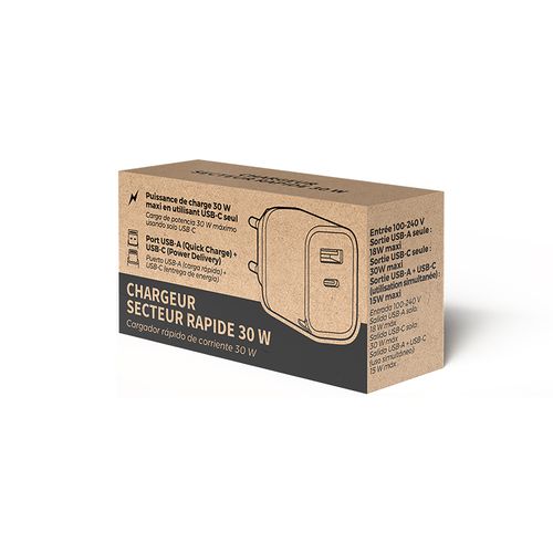 30 W USB QC & PD TYPE-C OUTPUTS FAST CHARGER 30 W USB QC & PD TYPE-C OUTPUTS FAST CHARGER