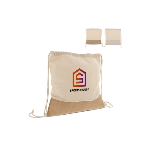 Bawełniano-jutowy Worek Plecak Z Sznurkami 38x41cm