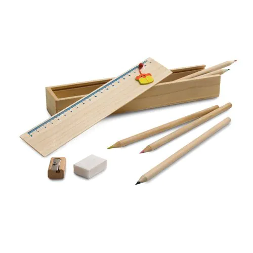 DOODLE. Wooden pencil box set with ruler DOODLE. Wooden pencil box set with ruler