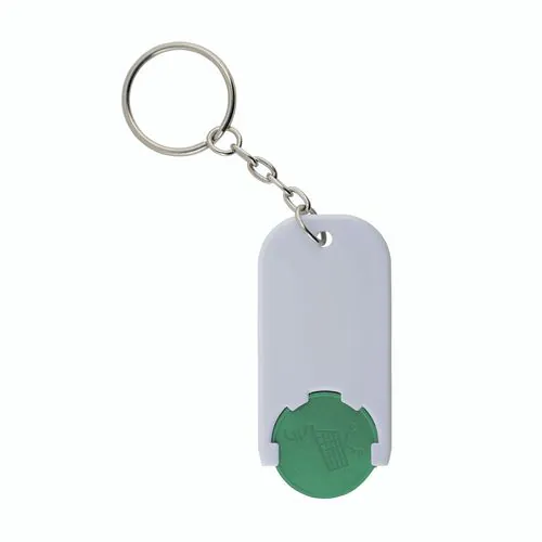 Plastic key ring with shopping trolley token