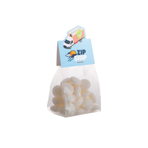 Block bag with header card in your own shape and 100 grams of candy