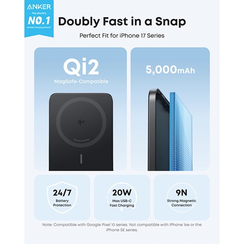 Anker Nano Wireless Power Bank 5K 15W MagGo slim Qi 2.0 Anker Nano Wireless Power Bank 5K 15W MagGo slim Qi 2.0