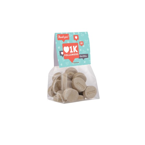 Blokzakje met kopkaartje en 50 gram snoep Blokzakje met kopkaartje en 50 gram snoep