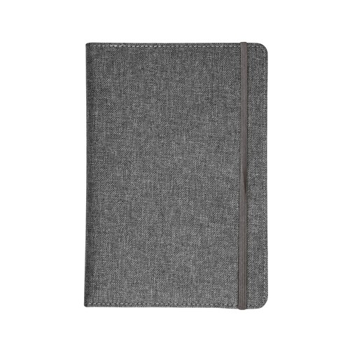 Carnet avec couverture en R-Pet, avec élastique, feuilles à lignes, coloris blanc