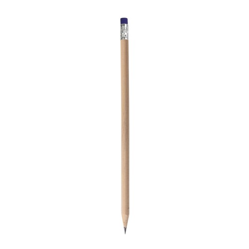 Crayon HB en bois naturel avec mine graphite avec gomme de couleur (trempée)